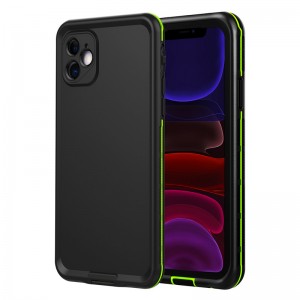 La carcasa de un celular impermeable es para el iPhone 11 (negro), con tapas de color puro.