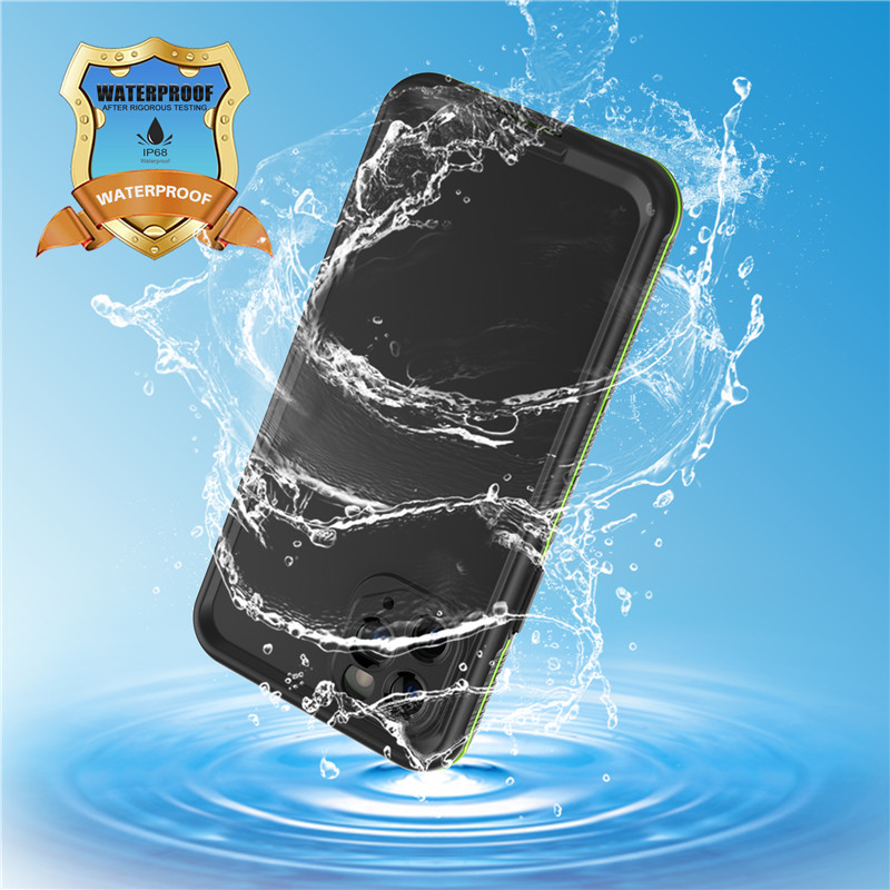 Teléfono universal impermeable caparazón impermeable caparazón celular impermeable iPhone 11 pro impermeable móvil (negro), con tapa trasera de color puro