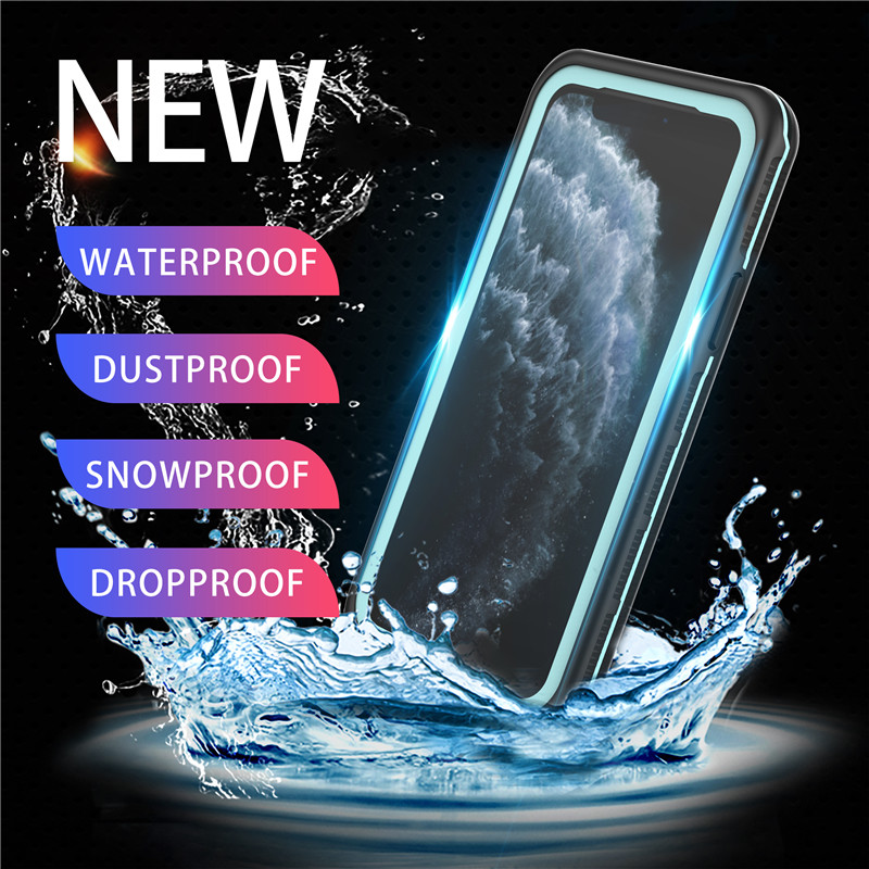 Accesorios para teléfonos celulares a prueba de agua bolsa resistente al agua para teléfono funda sumergible para iphone 11 pro (azul) con cubierta trasera de color sólido