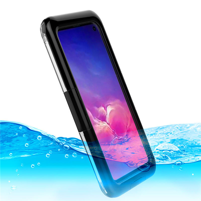 Funda para teléfono resistente al agua funda de plástico funda impermeable para teléfono móvil para Samsung S10 (negro)