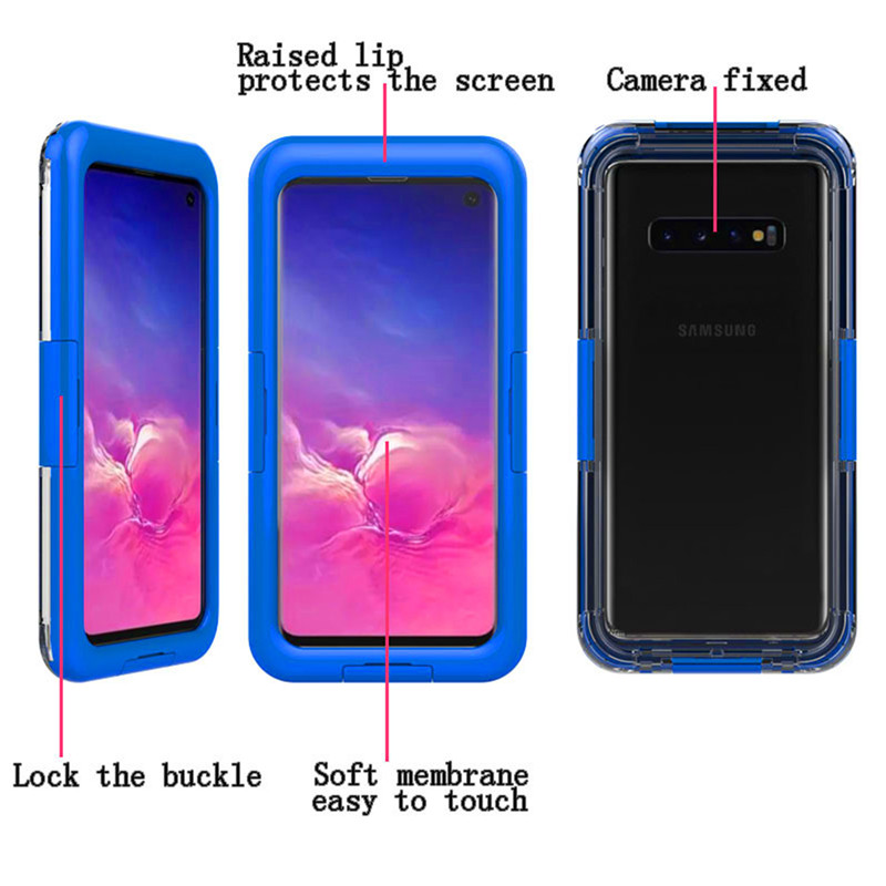 Protección del teléfono bajo el agua la mejor caja del teléfono a prueba de vida para Samsung S10 (Azul)