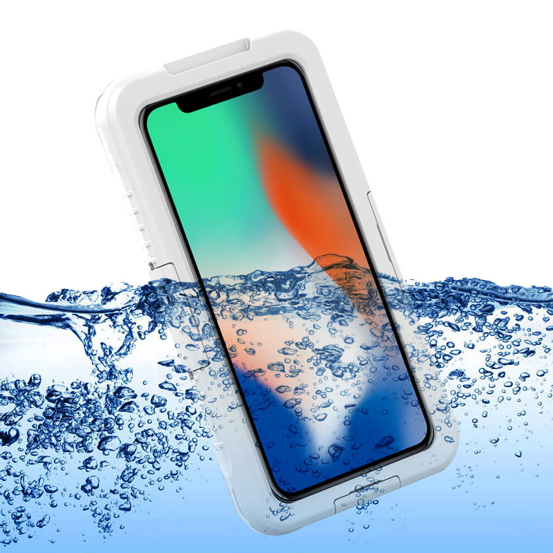Funda impermeable universal para teléfono móvil pequeña funda impermeable transparente funda para cámara subacuática para iphone XS Max (blanco)