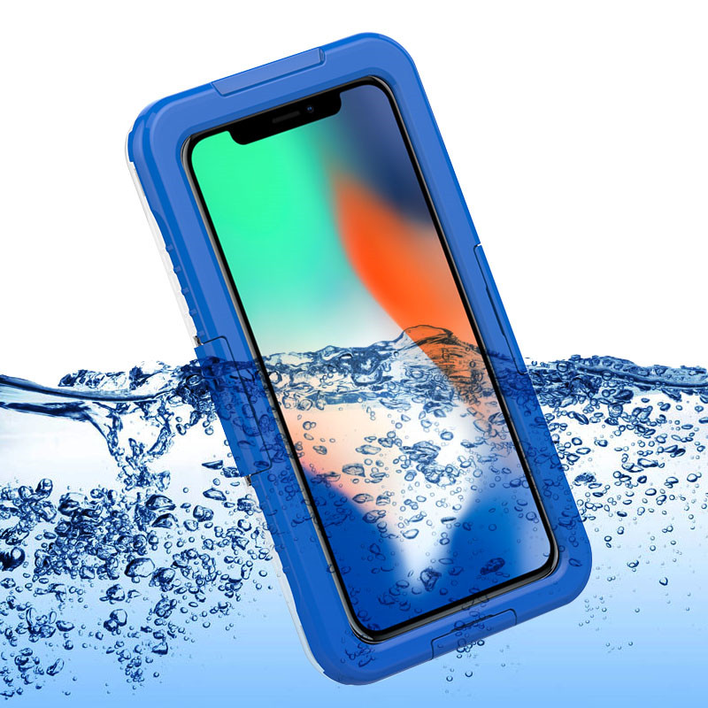 Funda impermeable para teléfono iphone XS Max funda móvil resistente al agua funda resistente a la vida (azul)